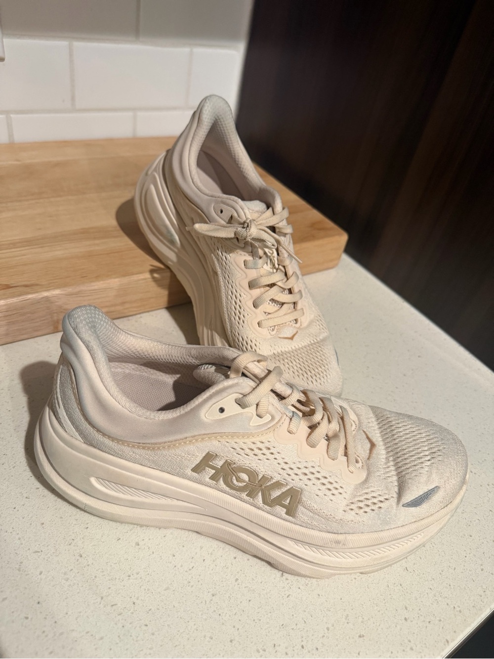 Hoka Women's Cream Athletic Running Sneakers